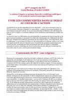 Unir les communistes dans le débat au coeur de l'action par André Gérin